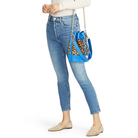 BruceGlen Leopard Bucket Bag Electric Sky Blue - Picture 14 of 16